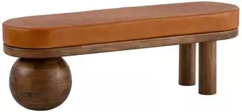 Wohnling Sitzbank Ziegenleder, Mangoholz, braun, 140x47x40cm (WL7.314)