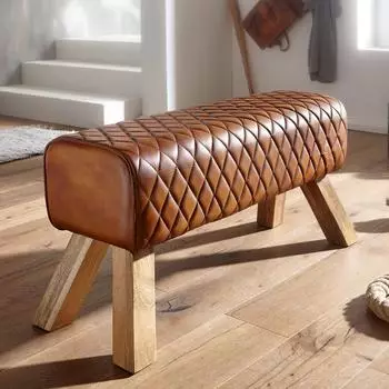 Finebuy Sitzbank Turnbock Echtleder braun (FB54089)