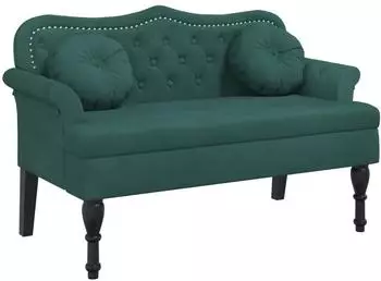 vidaXL Sitzbank mit Kissen, Samt, dunkelgr&uuml;n, 120,5x65x75cm (372142)