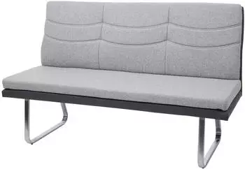 MCW G54 Sitzbank Stoff/Kunstleder, Edelstahl geb&uuml;rstet, grau, 160cm