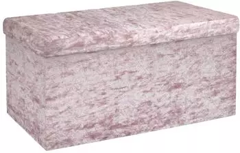 Intirilife Faltbare Sitzbank mit Stauraum, Samt, rosa, 76x38x38cm (IL-100430)