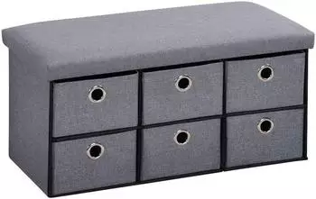 Kesper Sitzbank mit Aufbewahrungsboxen, MDF, grau, 76x38x38cm (15950)