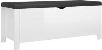 vidaXL Sitzbank mit Stauraum und Kissen, hochglanz-wei&szlig;, 105x40x45cm (326774)
