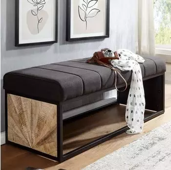 Finebuy Polsterbank 105cm, schwarz, Stoff/Massivholz (FB71532)