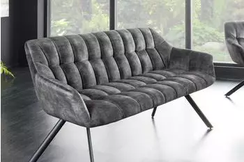 Riess-Ambiente PAPILLON Sitzbank 165cm, Samt, grau, schwarzes Metallgestell