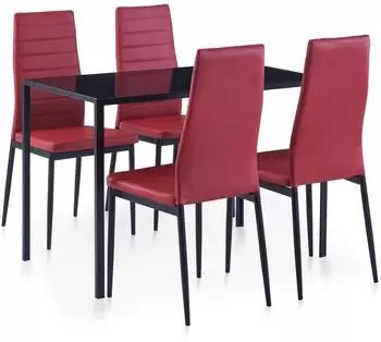 vidaXL 5-teilige Essgruppe weinrot (281699)