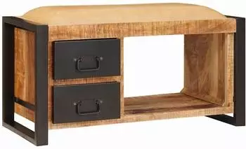 vidaXL Sitzbank mit Stauraum, Mangoholz massiv, braun, 80x35x40cm (4015983)