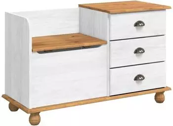 vidaXL ASKIM Flurbank mit Stauraum, wei&szlig;, Kiefer 100x39x62cm (4105441)