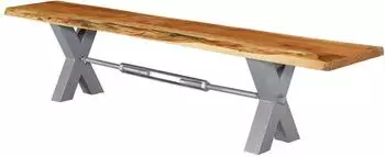 Massivmoebel24 Iron Label #137 Bank Akazie natur lackiert 200x38x46cm (09-130-820-0037)