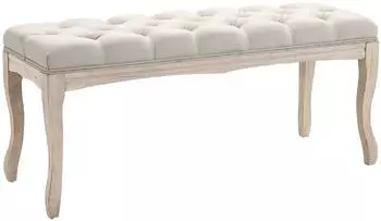 HomCom Polsterbank Vintage Gummiholz, Leinen, beige (110x40x48 cm)