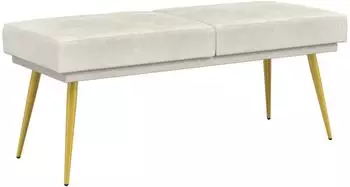 vidaXL Doppellagige Bank, Samt, creme, 120x45x46cm (42038593)