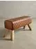 KADIMA DESIGN Sitzbank Echtleder, Mango Massivholz, braun, 89x35x46cm