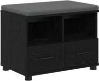 Vidaxl Hall Bench Black Oak 60 X 38 X 46 Cm Engineered Wood And Fabric