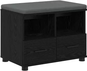 vidaXL Flurbank mit Kissen und Regal, schwarze Eiche, 60x38x46cm (891449)