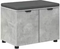 vidaXL Flurbank mit Kissen mit Regal mit T&uuml;r Betongrau 60 x 38 x 46 cm