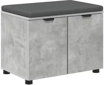 vidaXL Flurbank mit Kissen, Regal und T&uuml;r, betongrau, 60x38x46cm (891475)
