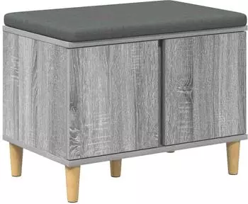 vidaXL Flurbank mit Kissen und Stauraum, grau Sonoma, 60x38x46cm (891525)
