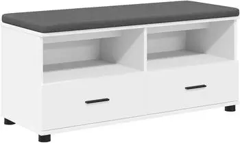 vidaXL Flurbank wei&szlig; 100x38x46cm Spanplatte (3083388)