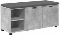 vidaXL Flurbank mit Kissen mit Regal Betongrau 100 x 38 x 46 cm