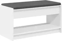 Vidaxl Hall Bench White 83 X 38 X 45 Cm Engineered Wood And Fabric