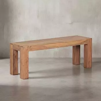 KADIMA DESIGN Sitzbank Landhausstil, Akazie Massivholz, beige, 120x35x45cm