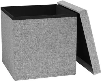 VCM Boxas Sitztruhe Hocker, Stoff, grau