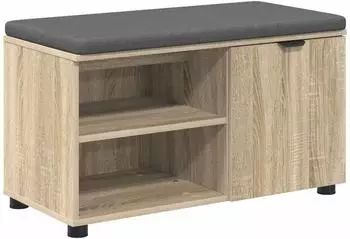 vidaXL Flurbank mit Kissen und Regal Sonoma-Eiche 80x38x46cm (891506)
