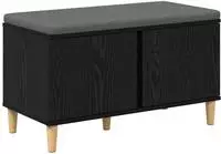 vidaXL Flurbank mit Kissen mit Speicher Schwarze Eiche 80 x 38 x 46 cm