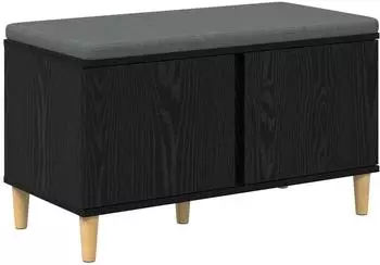 vidaXL Flurbank mit Kissen und Stauraum, schwarze Eiche, 80x38x46cm (891529)