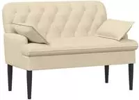 vidaXL Zweisitzer mit Knopfheftung Creme 111 x 68 x 80 cm Stoff