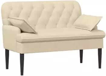 vidaXL Zweisitzer mit Knopfheftung, Stoff, creme (42041803)