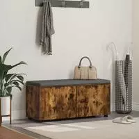 vidaXL Flurbank mit Kissen mit T&uuml;r Ger&auml;ucherte Eiche 100 x 38 x 46 cm