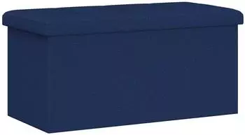 vidaXL Klappbare Aufbewahrungsbank Leinen, blau, 80L, 180kg (42045232)
