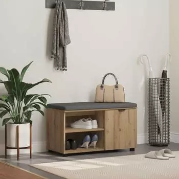 vidaXL Flurbank mit Kissen Artisan-Eiche 80x38x46cm