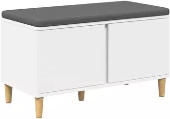 vidaXL Flurbank mit Kissen, Stauraum und T&uuml;r, wei&szlig;, 80x38x46cm (891528)