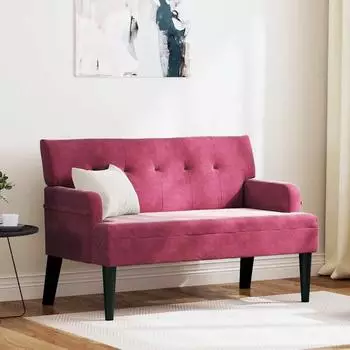 vidaXL Chesterfield Bank weinrot Samt, 112x65,5x75cm