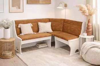 Moebel Direkt Online Truheneckbank 165x125cm wei&szlig;/beige (032-F.3269.WB)