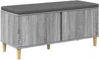 vidaXL Flurbank mit Kissen mit Speicher Graues Sonoma 100 x 38 x 46 cm