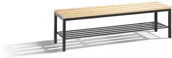 C+P Umkleidebank Basic mit Schuhrost, 420x1500x353mm, schwarzgrau