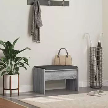 vidaXL Flurbank mit Kissen, grau Sonoma, 63x38x40cm (891549)