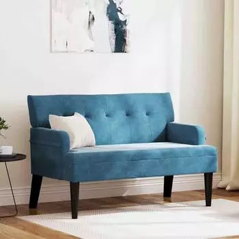 vidaXL Chesterfield Sitzbank blau, Samt, 112x65,5x75cm