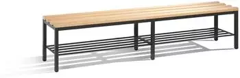 C+P Umkleidebank Basic mit Schuhrost, 1960x420x353mm, schwarzgrau