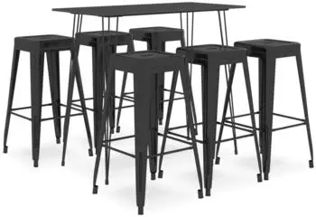 vidaXL 7 -tlg. Bar-Set schwarz (3057387)