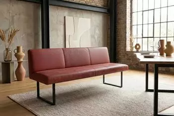 Kawola ELEEN Esszimmerbank Leder pigmentiert, 3-Sitzer, 223cm, rot (KA436402L3)