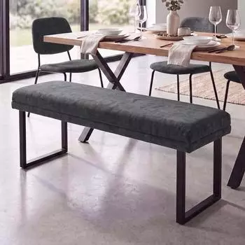 Mendler HWC-O81 Polsterbank Chenille dunkelgrau 120cm (123072)