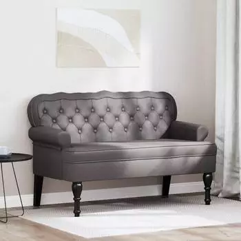 vidaXL Chesterfield Bank grau, Kunstleder, 119,5x64,5x75cm