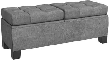HomCom Sitzbank mit Stauraum, Leinenoptik, 116x41x47cm, grau (831-704V80GY)