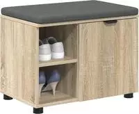 vidaXL Flurbank mit Kissen mit Regal Sonoma-Eiche 60 x 38 x 46 cm