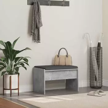 vidaXL Flurbank mit Kissen betongrau 63x38x40cm