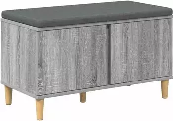 vidaXL Flurbank mit Kissen und Stauraum, grau Sonoma, 80x38x46cm (891533)
